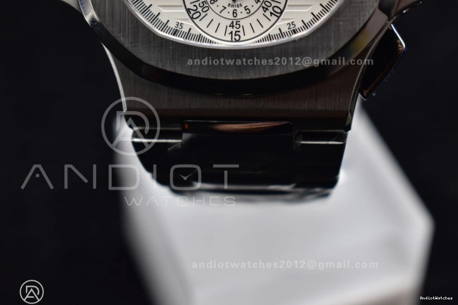 Mod SS Nautilus PPF Stk Wht Chrono Cozy A7750 5980 SS Date 435 0306